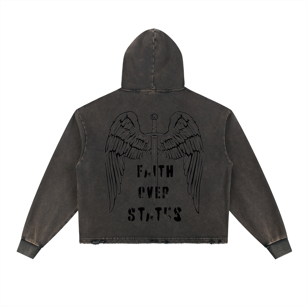 Vintage Washed Frayed-Hem Hoodie (CHOSEN COLLECTION) (LIMITED TIME ONLY)
