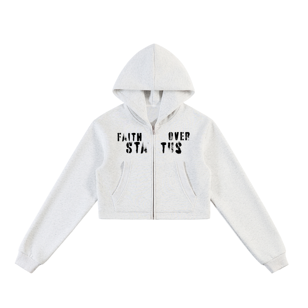 Essential Cropped Zip-Up Hoodie
