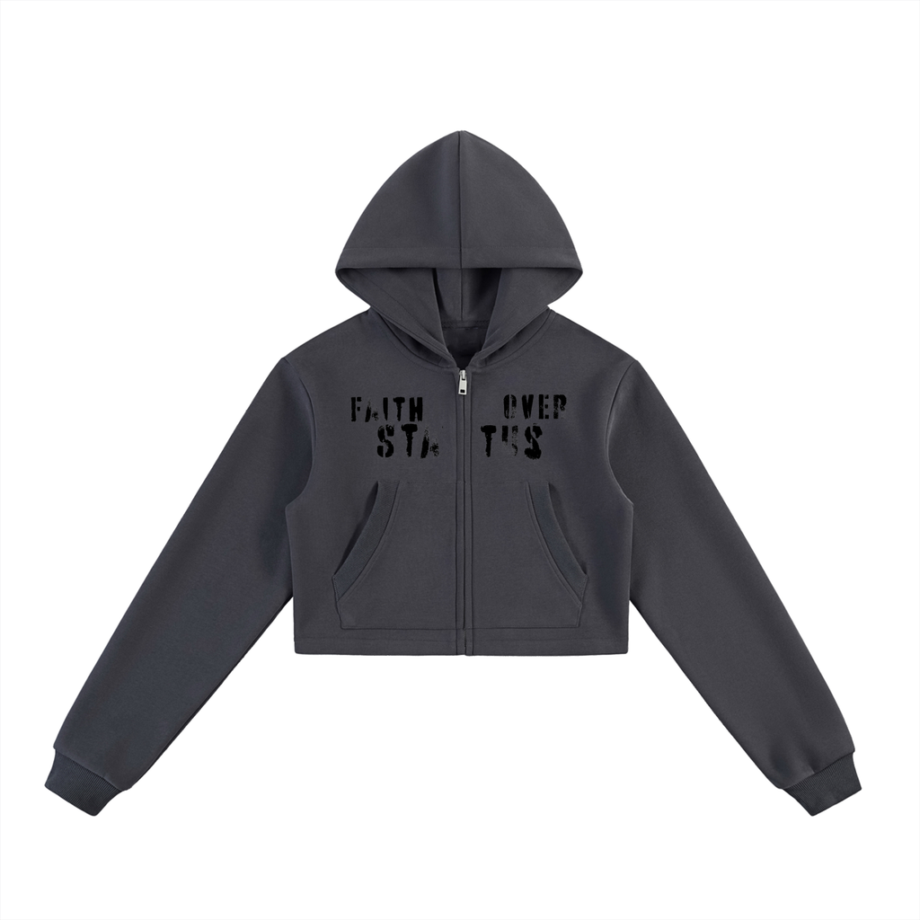Essential Cropped Zip-Up Hoodie