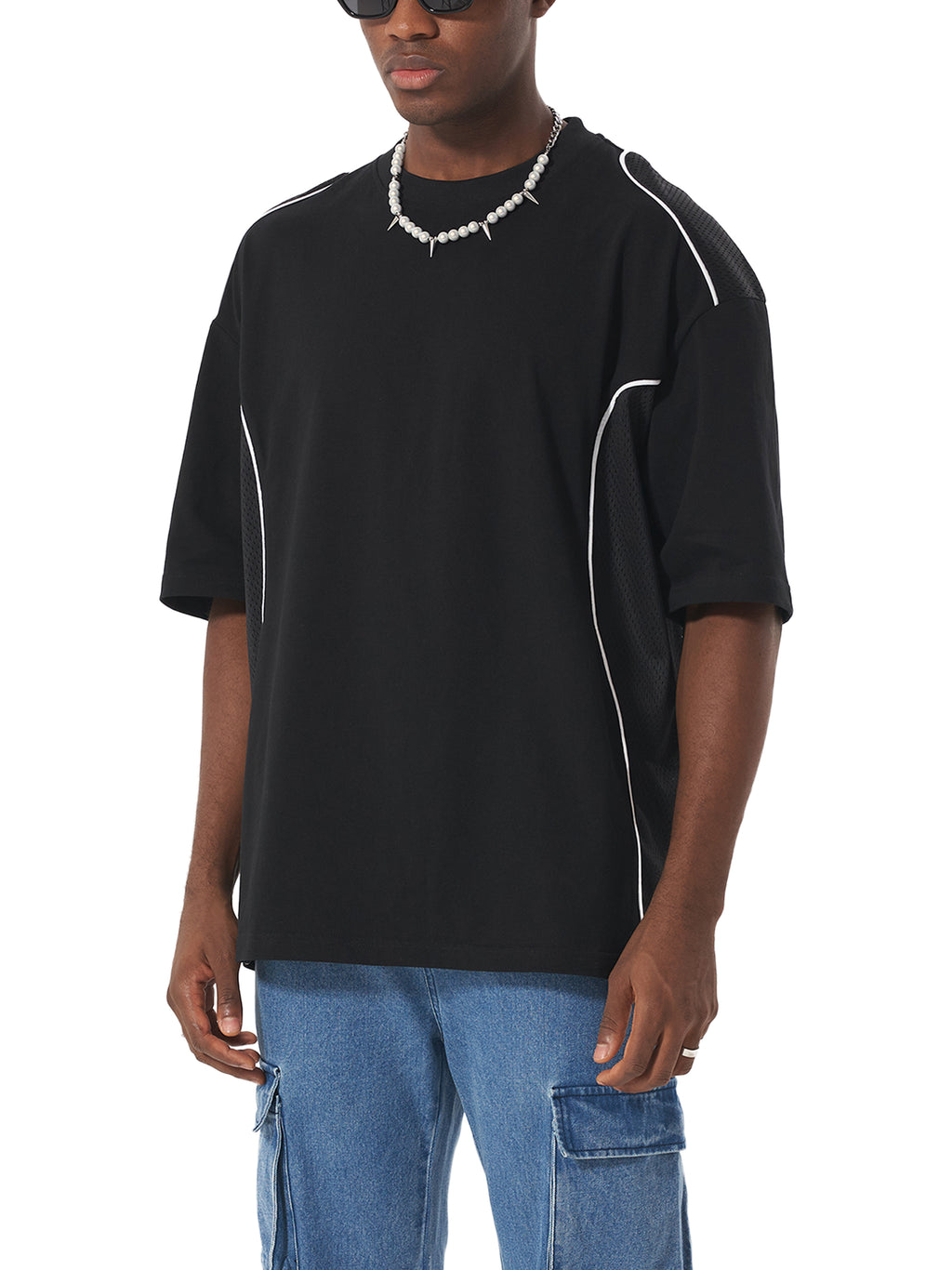 Contrast Piped Panel T-Shirt