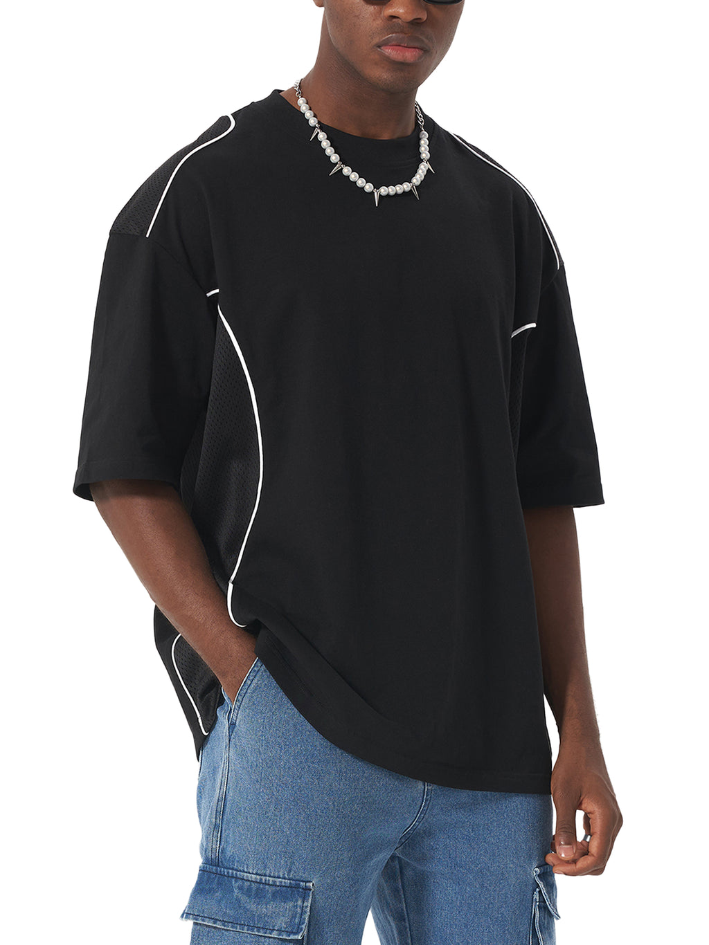 Contrast Piped Panel T-Shirt